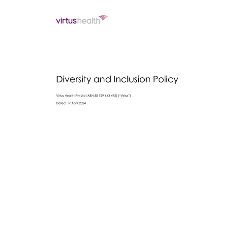 Virtus Health Limited Diversity Inclusion Policy